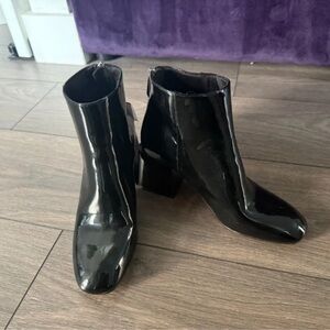 Stradivarius Shiny Black Ankle Booties